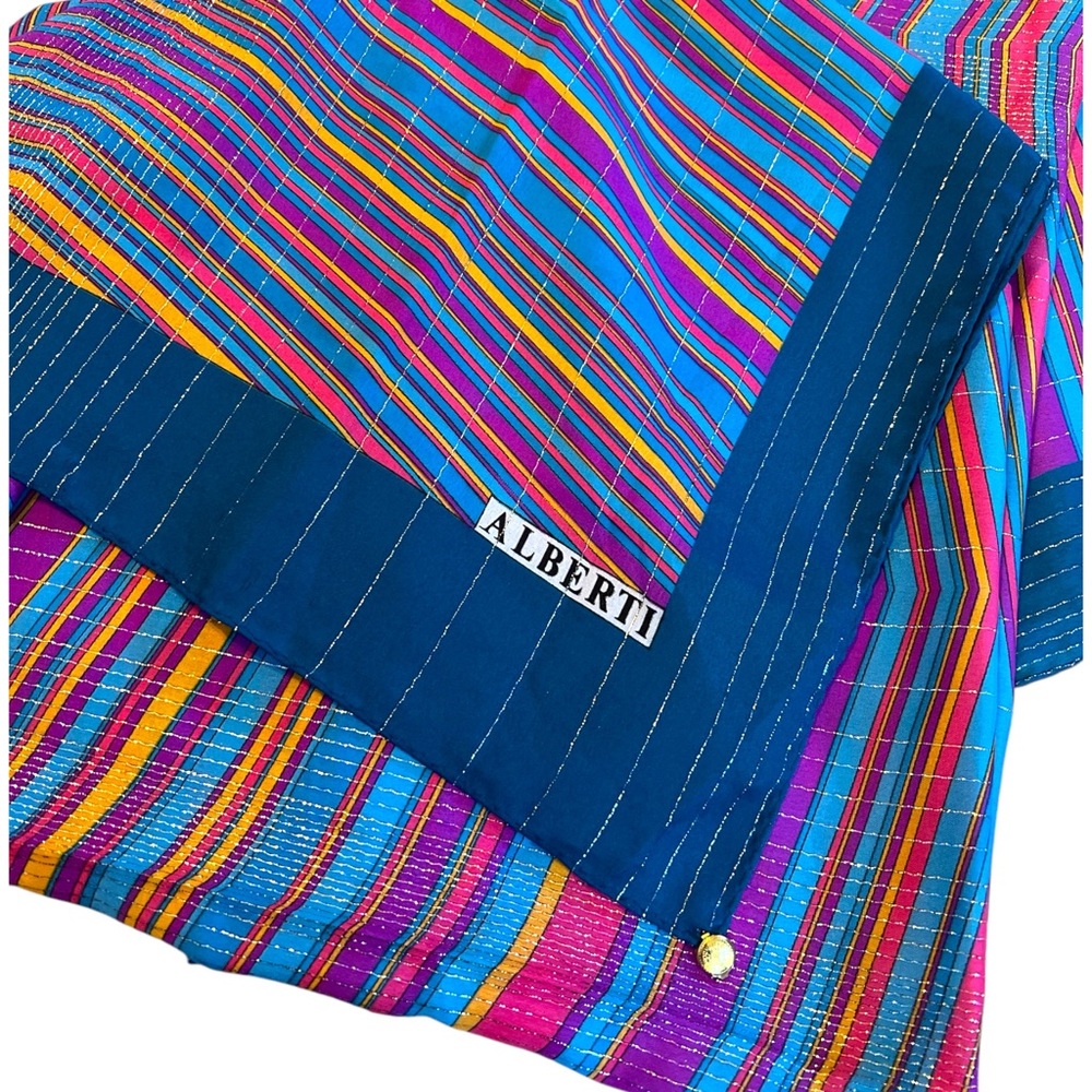 Vintage Alberti Large Scarf Metallic Stripe Thread